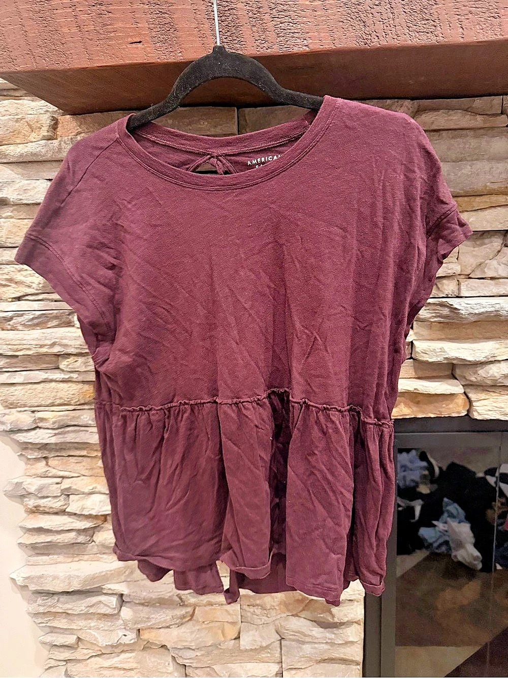 American Eagle Short Sleeve Peplum Top in Purple Like New